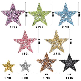 14 Pieces Shiny Star Iron-on Patches, Rhinestone Star Applique Decoration, Colorful Star Repair Patches, Iron on Patches for Clothes, DIY Clothing Accessories, for Denim, T-Shirt Repair
