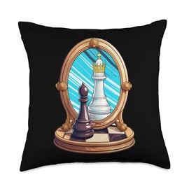 Pawn Queen Chess Player Mirror Reflection Potential Throw Pillow