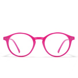 TIJN Blue Light Blocking Glasses Men Women Vintage Thick Round Rim Frame Eyeglasses(Fuchsia Pink)