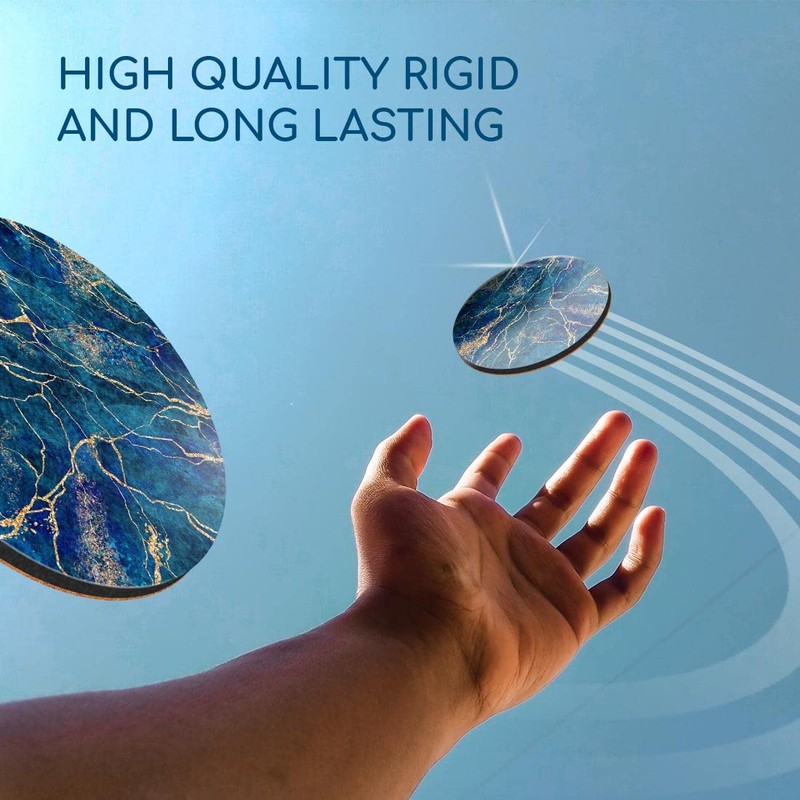 1 x Round Coaster - Navy Blue Marble Stone Effect