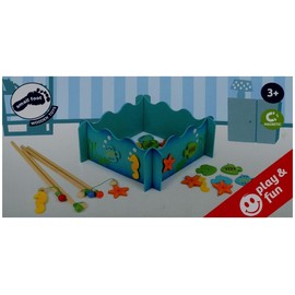 small foot 8196 Fishing game Ocean life made of wood, magnetic game with fishing pool, four fishing rods and fish