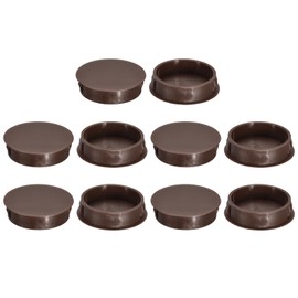 uxcell 38mm/1.5" Plastic Hole Plugs, 10Pcs Flush Type Panel Round Snap in Fastener Knockout Locking Plugs for Furniture Insert End Caps Panels, Brown