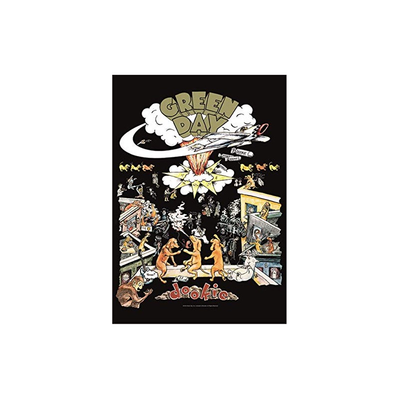 Heart Rock Bandiera Originale Green Day Dookie Tessuto, Multicoloured, 110