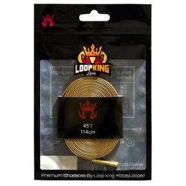 Luxury Gold Leather Shoelaces with Gold Metal Tips by Loop King Laces Footwear Comfort - Size: 3-5 Eyelets / 90cm