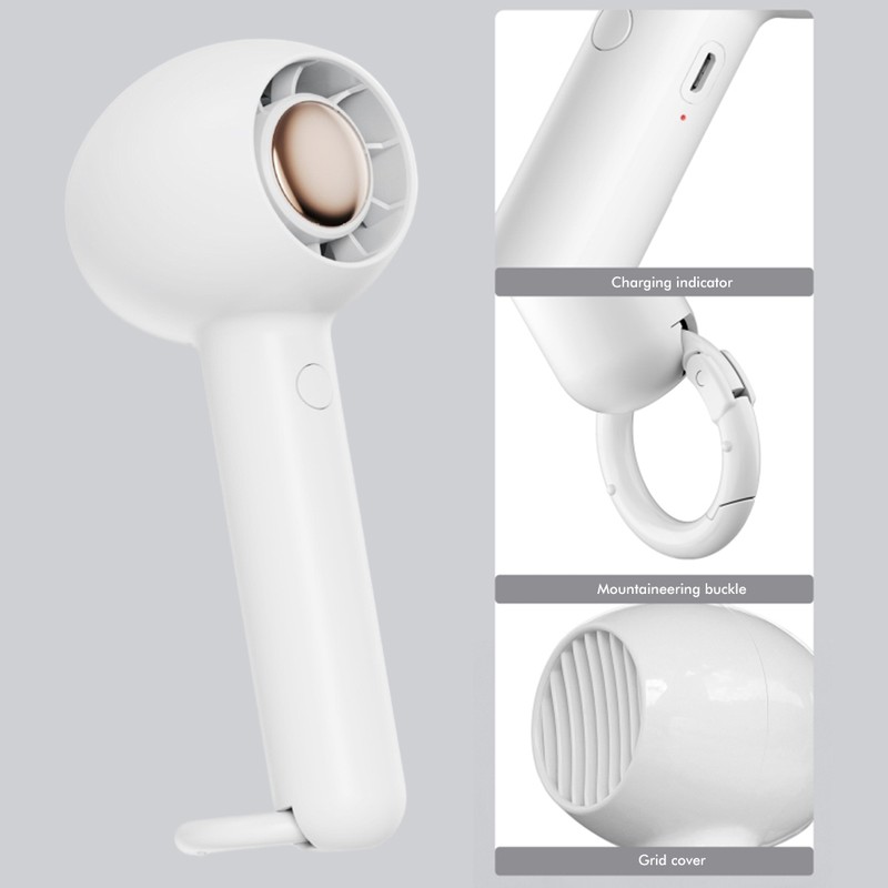Portable Bladeless Handheld Fan Rechargeable Quiet Fan with Flexible Buckle