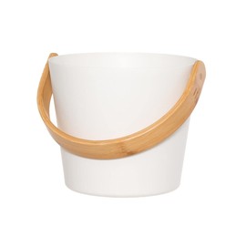 Rento - Sauna Bucket - Aluminium - Colour: White - with Elegant Bamboo Handle - 5 Litres