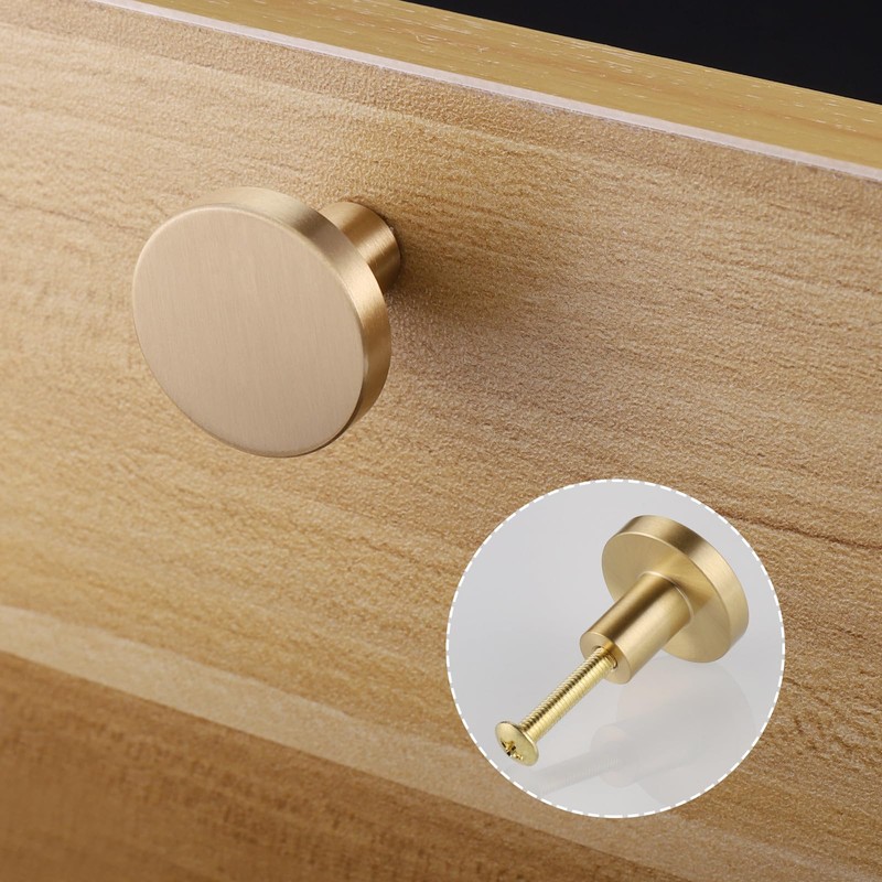 JIZZU 4Pcs Solid Brass Gold Drawer Knobs, Durable Cabinet Knobs,