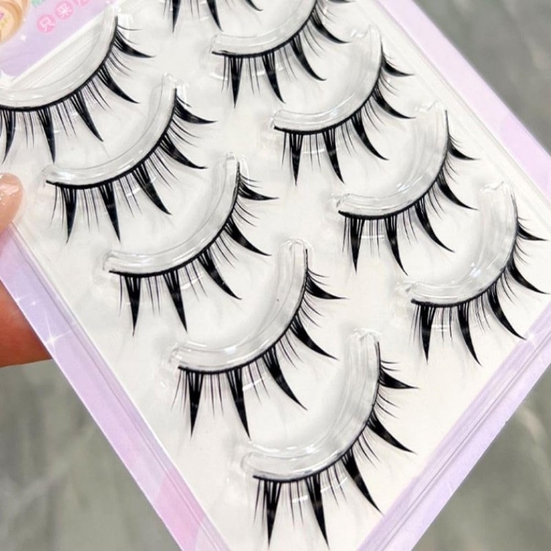 5 Pairs Makeup Cartoon Eyelashes Cosplay Anime Eyelashes Black Stem