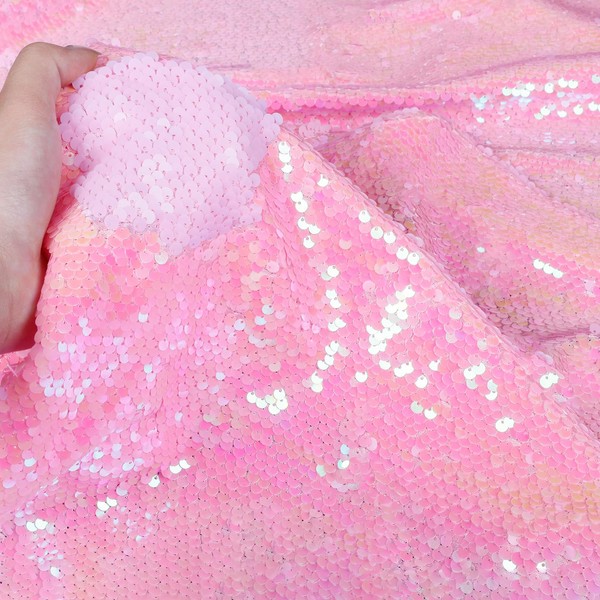ShinyBeauty Pink Sequin Fabric by The Yard Mermaid Fabric Glitter