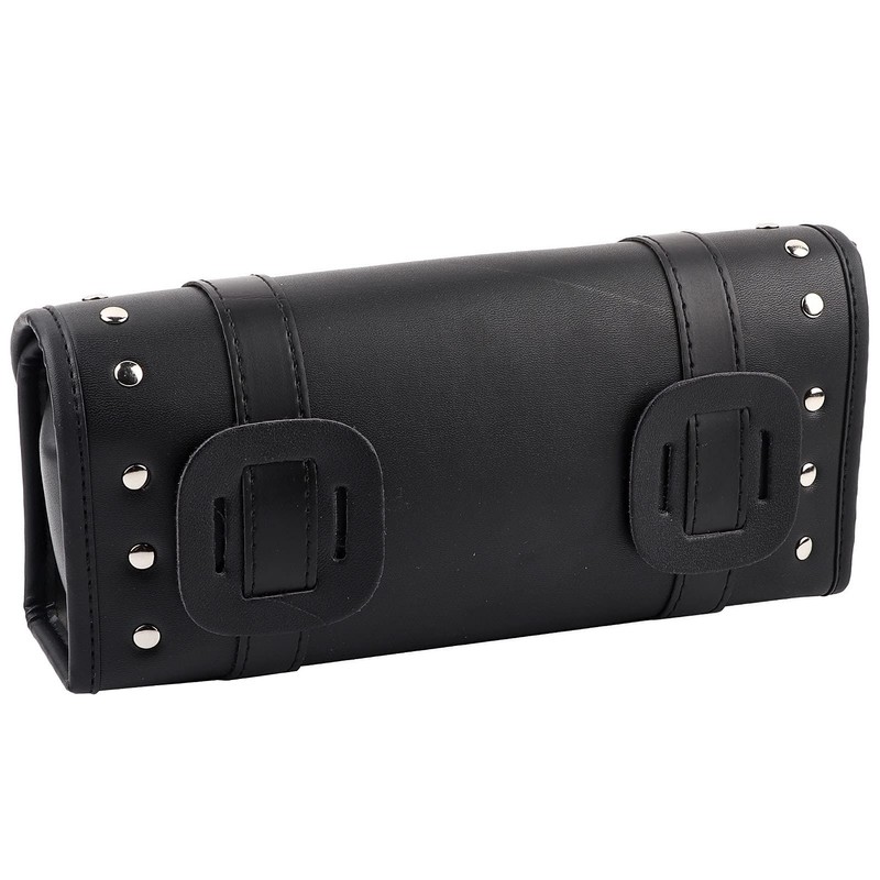 Keenso Motorcycle Tool Bag Black PU Leather Front Rear Fork
