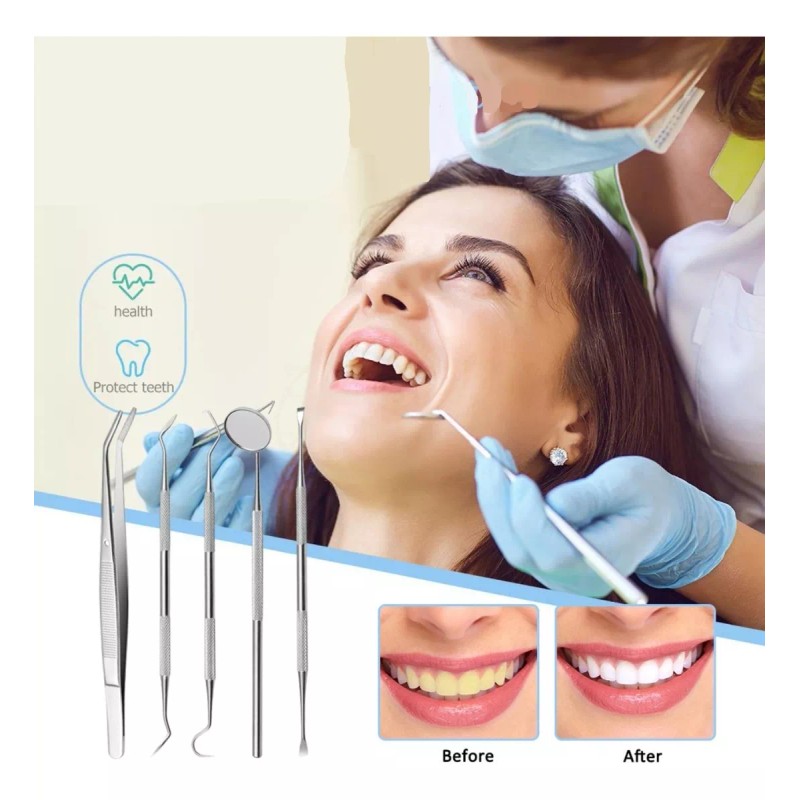 Veraly Set Herramientas Dentales Acero Inoxidable Con Estuche 5pz F
