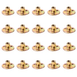 10Pcs Carbon Steel T-Nuts,Thread Insert Tee Nuts,M10 Hole Tee Nuts,Round Base Screw-in Flange Nuts For Furniture Hardware