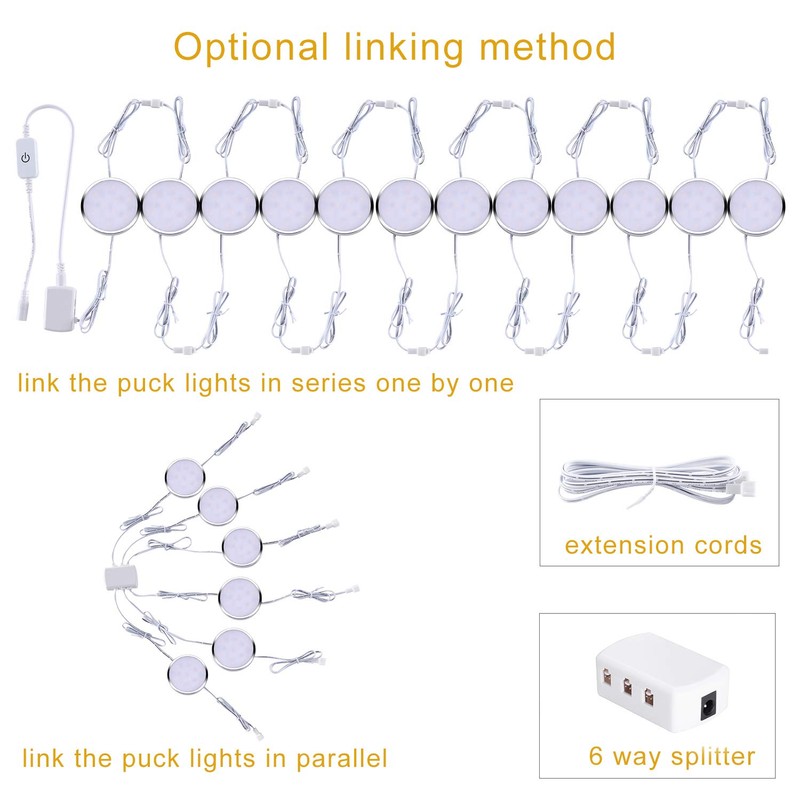 Puck Lights Under Cabinet Lighting,12V LED Dimmable Kitchen Counter Lights