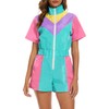Yisfri Women 80's 90's Retro One Piece Zipper Jumpsuit Theme