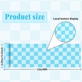 Blue Checked Bulletin Board Roll Pastel Blue Reusable Waterproof Erasable Bulletin Poster Non-Woven Fabric Bulletin Board for Mother's Day Easter Classroom Decor Wrapping Paper Crafts 15.55in x40ft