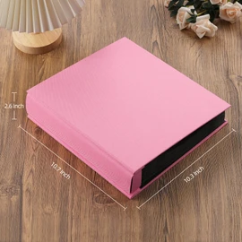 potricher Small 8x10 Photo Album 160 Pockets Linen Cover Large Capacity Picture Book for Family Wedding Anniversary and Baby (Pink)