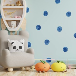 ROFARSO 120 Decals 2.2'' Sea ​​Blue Watercolor Polka Dots Wall Decals Stickers DIY Removable Peel & Stick Wall Art Decorations Home Decor for Nursery Bedroom Living Room Playing Room