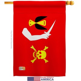 Christopher Moody Garden House Flags Kit Coastal Pirate Ship Skull Treasure Map Carribean Jolly Blackbeard Jack Small Decorative Gift Yard Banner Made In USA 28 X 40