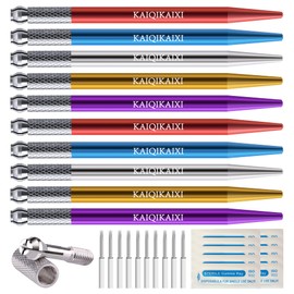 Microblading Pens 10 Piece Light Manual Tattoo Eyebrow Pens For Permanent Makeup Supplies Durable Aluminum Pen With Lock-Pin Tech 10Pcs Tattoo Microblading Pen