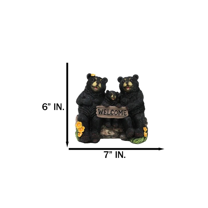 Papa Mama Black Bears and Cub Sitting On Log with