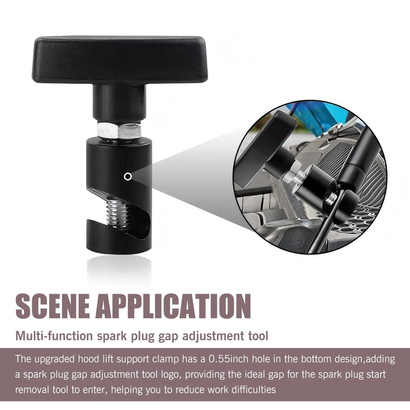 Car Engine Hood Support Rod Replacements, Heavy-Duty Aluminum T-Handle Locking