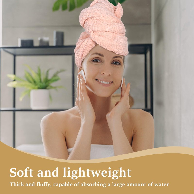 FwQoFvk Hair Drying Caps with Elastic Strap, Soft Absorbent Head