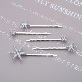 Sparkle Wedding Hair Clips Rhinestone Silver Crystal Wedding Hair Pieces for Brides Cz Bridal Hair Pins Flowers Bridesmaid Barrette Bobby Pins Wedding Hair Accessories Set Jewelry for Women