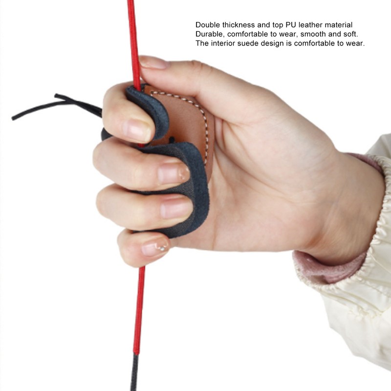 3pcs Archery Finger Tabs Thickened Double Layer PU Leather Archery