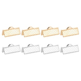 uxcell - 50 puntas de abrazadera de crimpado de cinta de 16 mm, extremos de crimpado de marcadores, cierres de cierre para pulseras y collares, joyas, 2 colores