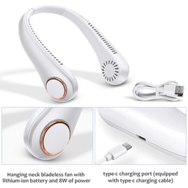 FFTANXS Tragbare Mini Ventilator, Blattloser Wiederaufladbarer Usb Nacken Ventilator, 3-Gänge Tragbarer Mini Halsventilator USB Halsfächer für Outdoor-Sportarten, zu Hause, Büro, Camping, Reisen