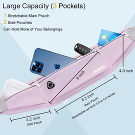 RDMODO Running Fanny Pack for Women, Running Belts for Men, Water Resistant Waist Pack, Large Capacity Phone Pouch，Adjustable Bounce Free Phone Holder for Running Walking Hiking Cards Key Light Purple