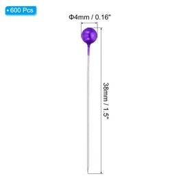 PATIKIL Sewing Pins, 600 Pcs 1.5 Inch Straight Pin with Plastic Pearlized Ball Head for Fabric, Decorative, Jewelry DIY, Craft and Sewing Project, Dark Purple