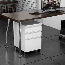 Anxxsu 3 Drawer File Cabinet with Wheels, Metal Filing Cabinet with Lock, Office Rolling File Cabinets for A4/Legal/Letter Size, Assembly Required, White