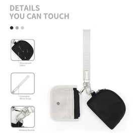 Finyoffiy Keychain Wallet-Mini Zip Around Wristlet Wallets Detachable Coin Purse Pouch for Women Men (Black and Grey)