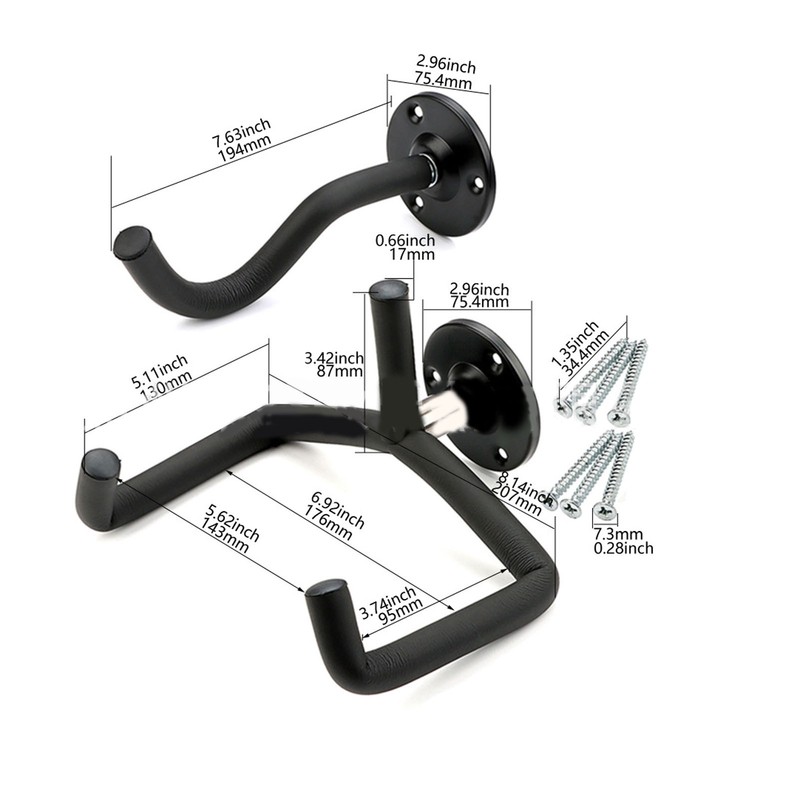 Guitar Wall Mount Hanger Instrument Neck Hook and Mounting Screws