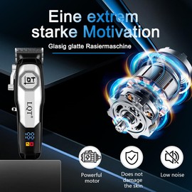 LQT Professionelle Haarschneidemaschine für Männer, Schnurloser Barbier- Trimmer mit LED Anzeige Wiederaufladbar Geschenke für Männer Ehemann Vater