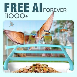 BROAIMX Smart Bird Feeder with Camera, Free AI Forever for 11,000+ Bird Species, 64G TF Card & 1080P HD, Solar-Powered Wireless Outdoor Bird Feeder, App Alerts & Two-Way Audio for Garden Bird Watching