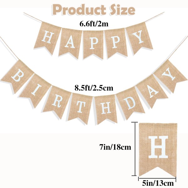 Burlap Happy Birthday Banner and 2 pcs LED Warm Light