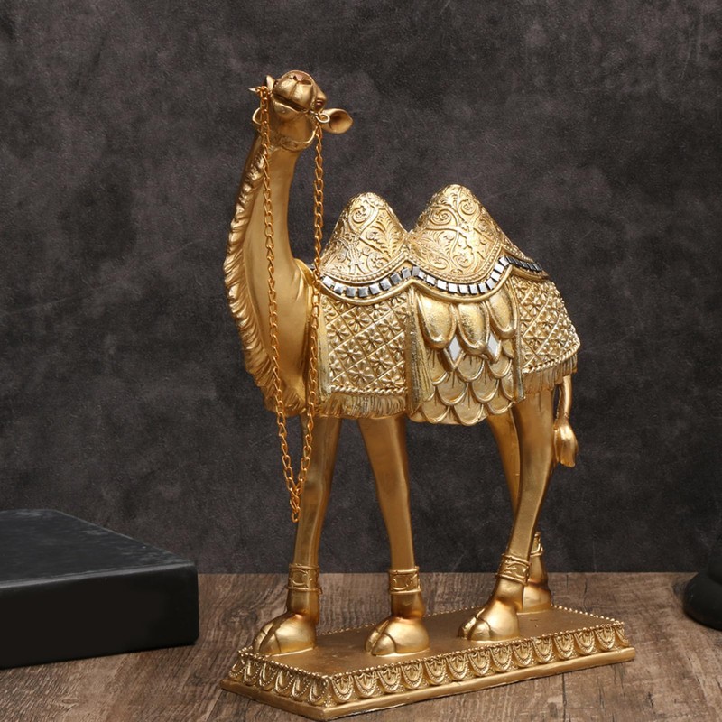 Gold Brass Camel Figurine Small Statue Office Home Desk Decoration