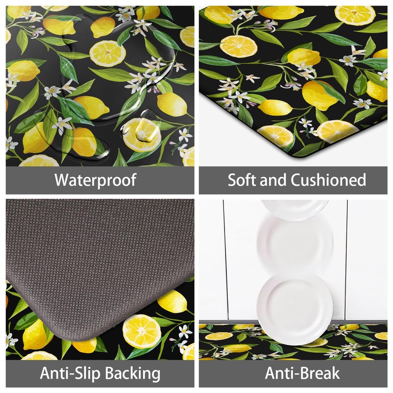 MAYHMYO Cushioned Anti Fatigue Kitchen Rug Sets 2 Piece Non