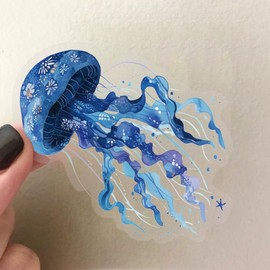 Cute Jellyfish Transparent Stickers,50 PCS Ocean Vinyl Waterproof Decals for Water Bottles Computer Bicycle Skateboard Luggage Phone Pad Laptop Kids Teens Stickers Pack