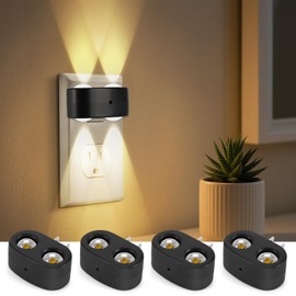SETEN 4-Pack LED Night Lights Plug into Wall, 2700K Soft White with Light Sensor, Ambient Lighting for Hallway, Bedroom, Bathroom, Nursery, Kitchen, Rotating Plug-in Night Light
