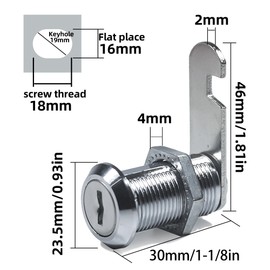 10 Pack 30mm Cam Lock Security, Cabinet Locks with Keys, Post Box Lock Replacement for Drawer Cupboard Furniture Tool Box Lock(Silver)