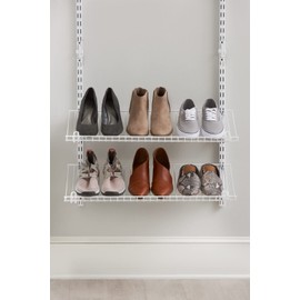 Rubbermaid Customizable Wall Mount Shoe Shelf, White, for Home/House/Closet/Laundry/Linen Organization
