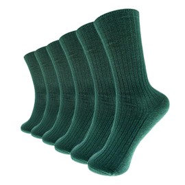 Hycome 6 Pairs Comfortable Casual Cotton Socks for Women, Girls and Students (fit women girls shoe size 5-9) (Green)