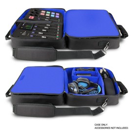 USA Gear Audio Mixer Case - Podcast Mixer Travel Case with Scratch-Resistant Interior & Customizable Storage - Compatible with RODECaster Pro, RODECaster Pro II, Microphones and More Equipment (Blue)