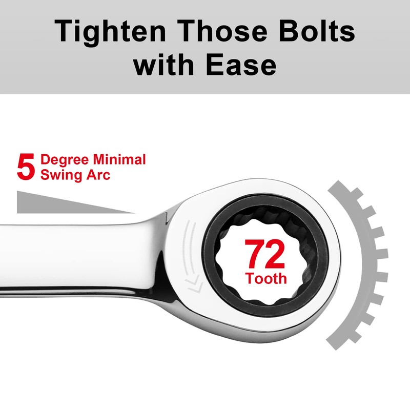 Jetech 10mm Ratcheting Combination Wrench, Industrial Grade Gear Spanner with