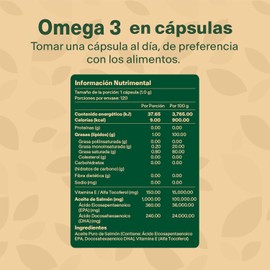 "VitalBotanics™ Omega-3 Premium | Aceite Puro de Salmón con Vitamina E | Salud del Corazón, Cerebro y Articulaciones | 120 Cápsulas"