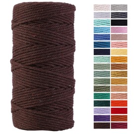 Brown Macrame Cord 3mm x 109Yards,Colored Cotton Rope Craft Cord Colorful Cotton Cord Twine for Wall Hanging Plant Hangers Crafts Knitting Decorative Projects