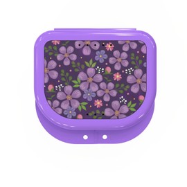 Retainer Cases Cute, Retainer Holder Case, 1 Pack, Aligner Case with Wholeheartedly Colorful Cute Patterns, Night Guard Case with Floral Patterns (Purple)